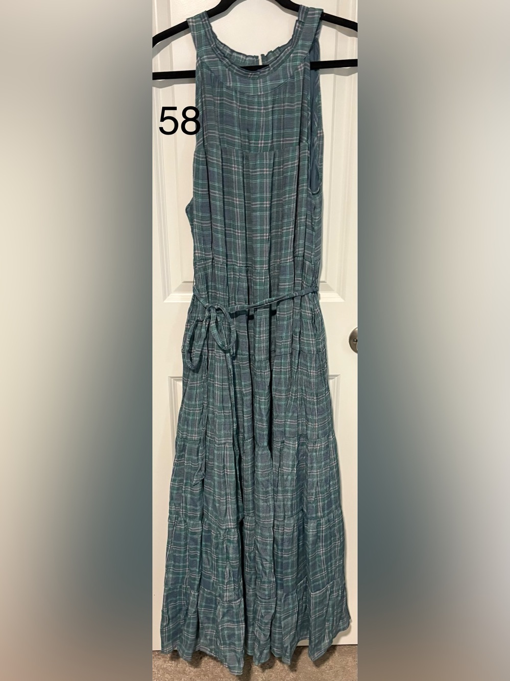 torrid Green Plaid Tiered Dress with Waist Tie
